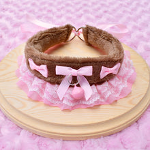 PRE-ORDER Brown & Pink Fluffy Kitten Collar