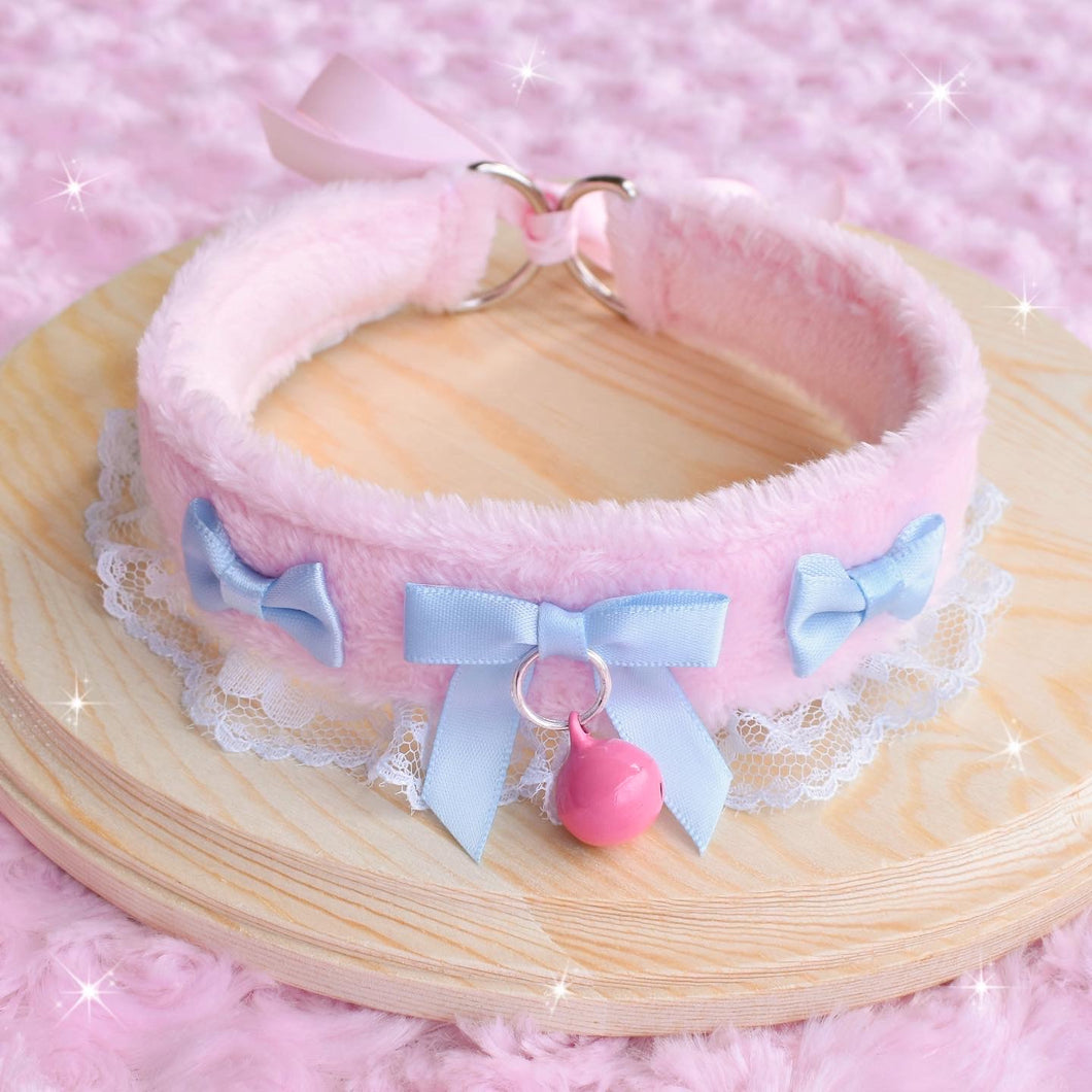 PRE-ORDER Pink & Blue Fluffy Kitten Collar