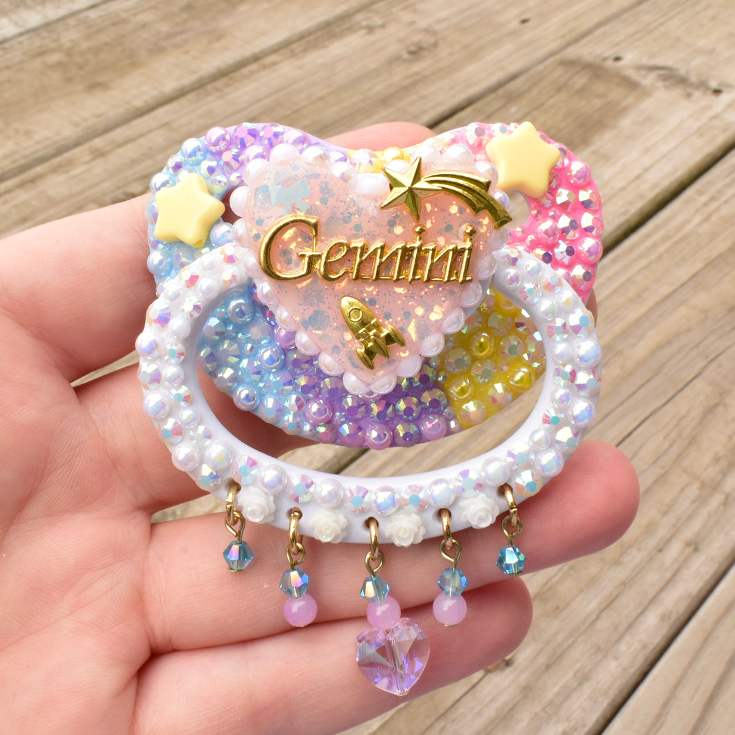 Gemini Zodiac Dangle Pacifier