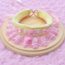 PRE-ORDER Pastel Yellow & Pink Fluffy Kitten Collar