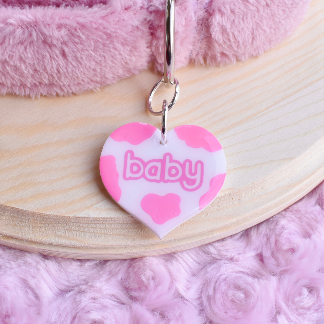 PRE-ORDER Baby Pink Cow Print Collar Tag
