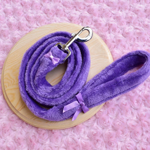 PRE-ORDER Fluffy Leash Purple & Purple Bows 4.25ft