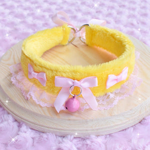 PRE-ORDER Yellow & Pink Fluffy Kitten Collar
