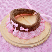 PRE-ORDER Brown & Pink Fluffy Kitten Collar