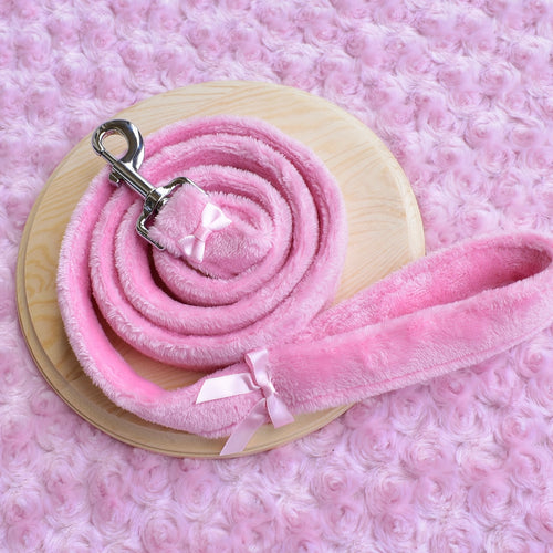 PRE-ORDER Fluffy Leash Bubblegum Pink & Pink Bows 4.5ft