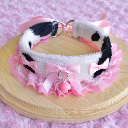 PRE-ORDER Cow Print Fluffy Kitten Collar