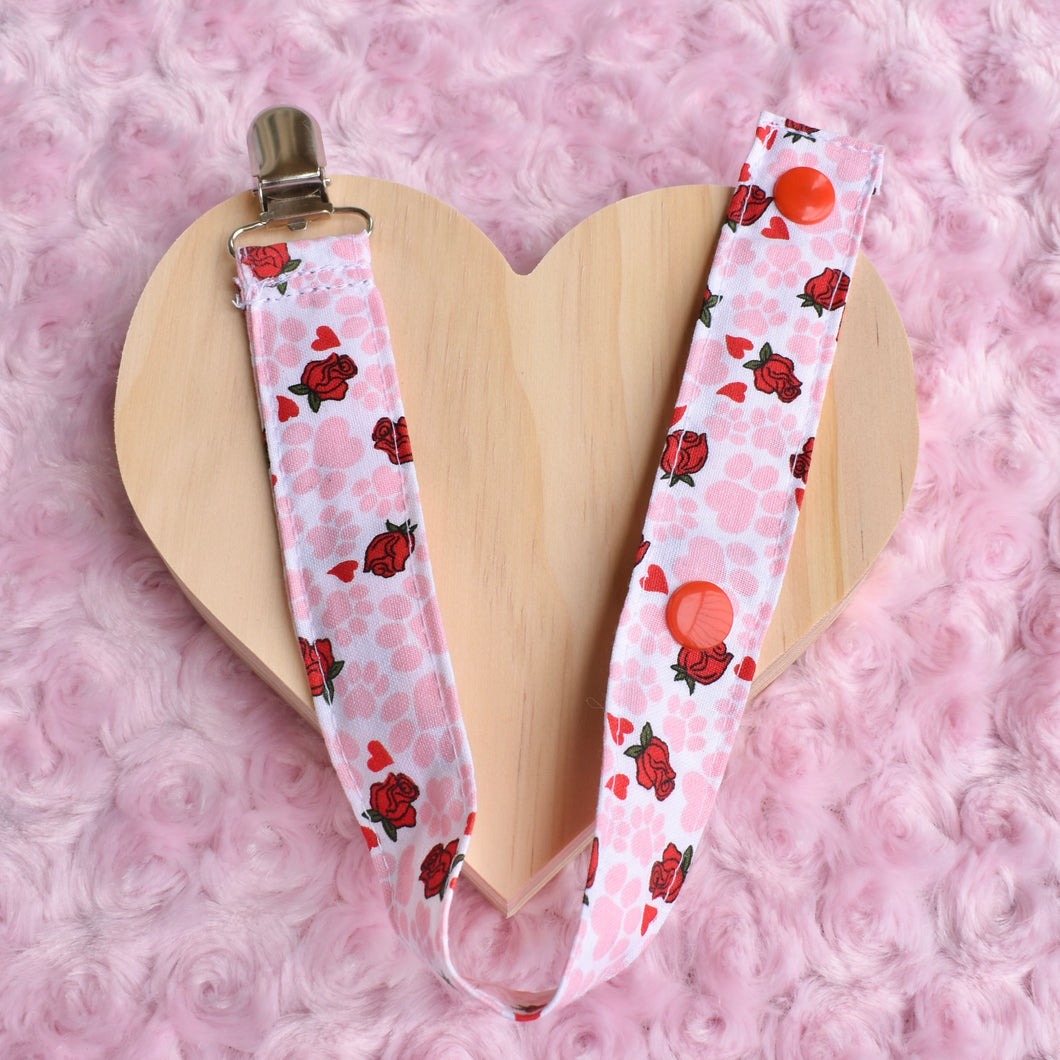 PRE-ORDER Rose Paw Print Pacifier Clip