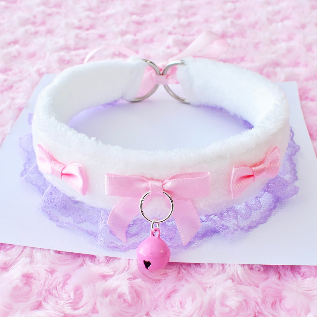 PRE-ORDER White, Purple & Pink Fluffy Kitten Collar